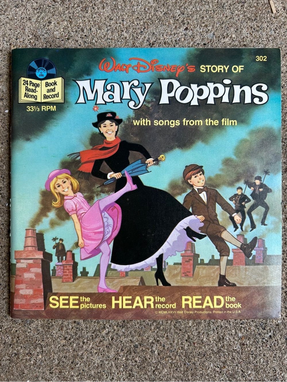 WALT DISNEY VTG STORY OF MARY POPPINS DISNEYLAND RECORD & READ ALONG BOOK